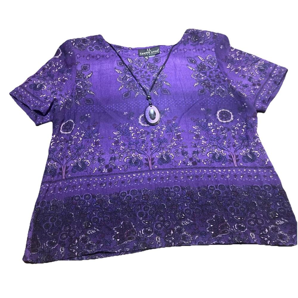 Carole Little Purple Paisley Blouse Size 10